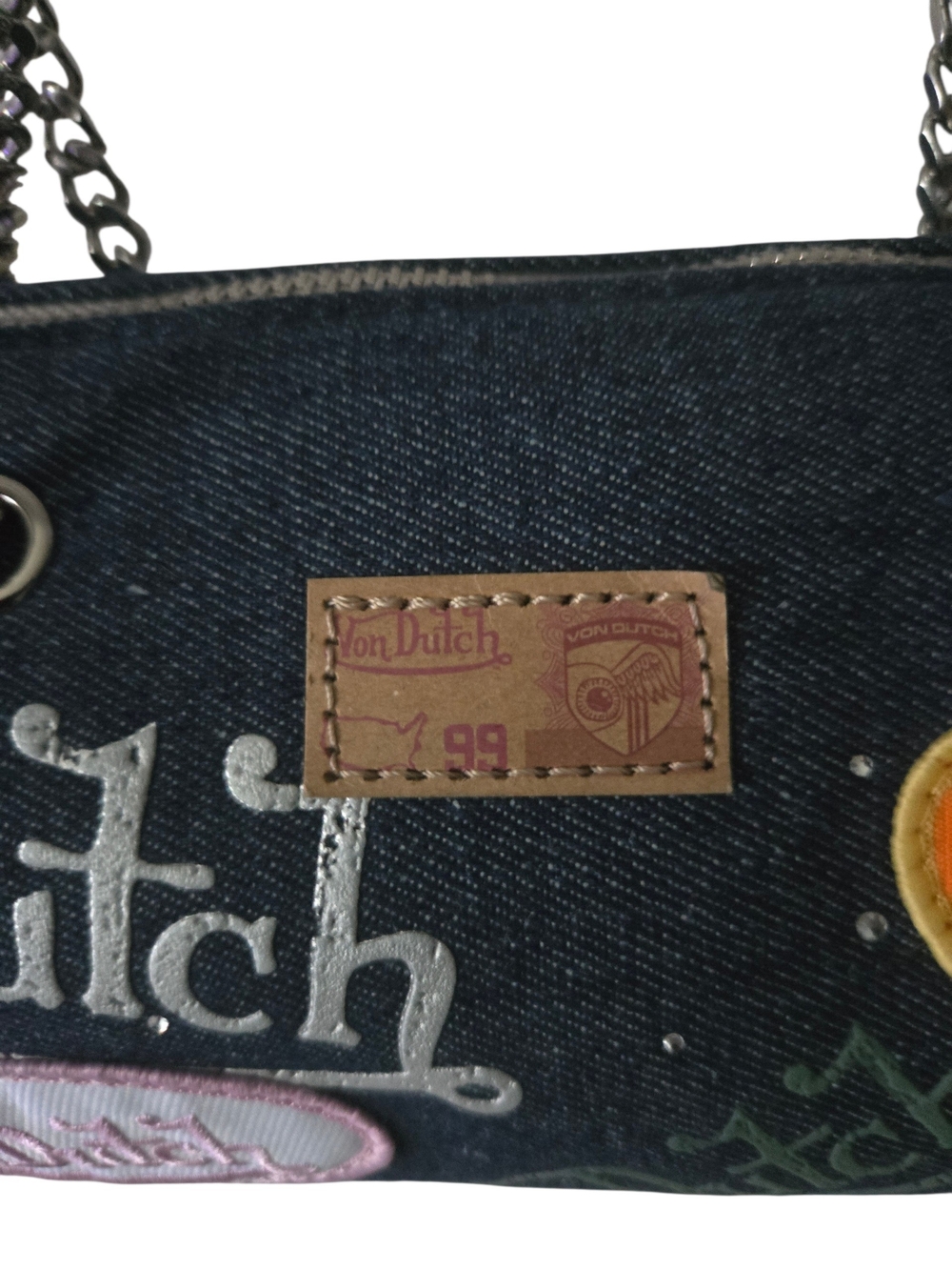 Von Dutch Denim Cylinder Shoulder Bag NWOT - Picture 4 of 5